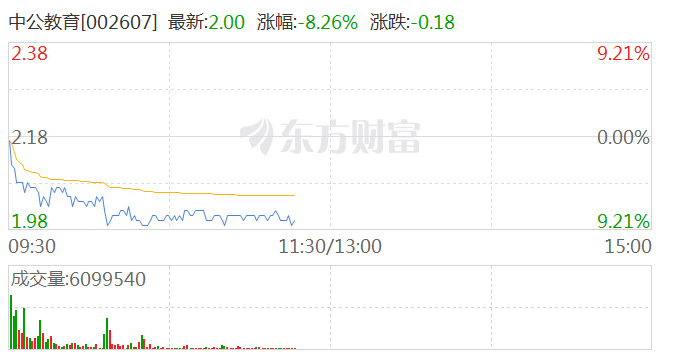 教育股全线下挫 中公教育跌近8%